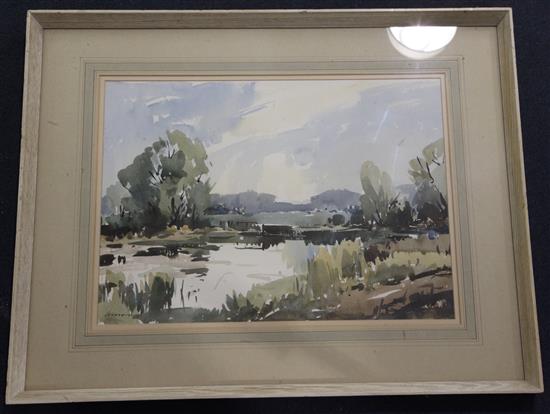 Edward Wesson (1910-1983) Near the River Wey 13 x 18in.